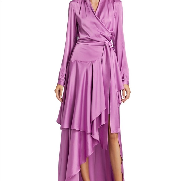 Pat Bo high low satin wrap gown - Picture 3 of 9